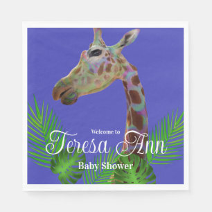 Fun funky colourful Giraffe Baby Shower Paper Pl Napkin