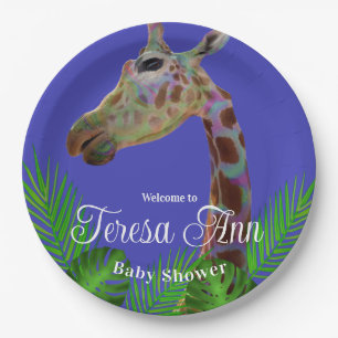 Fun funky colourful Giraffe Baby Shower   Paper Plate
