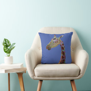 Fun funky colourful Giraffe  Cushion
