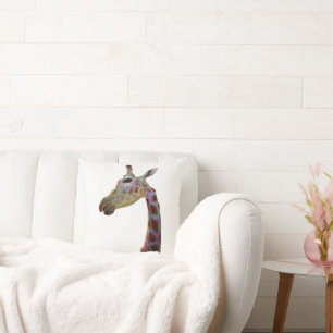 Fun funky colourful Giraffe  Throw Pillow