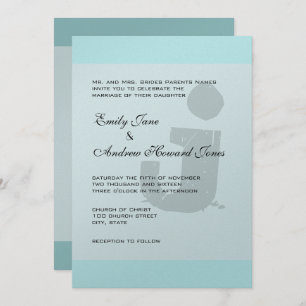 Fun & Funky Monogram on Elegant Silver Metallic Invitation