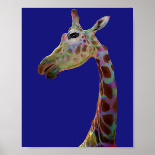 Fun funky rainbow colourful Giraffe Poster