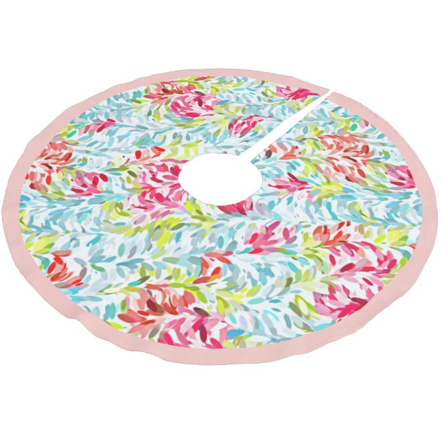 Fun Funky Summer Colours Paint Splatter Art Brushed Polyester Tree Skirt (Angled)