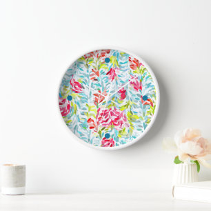 Fun Funky Summer Colours Paint Splatter Art Clock