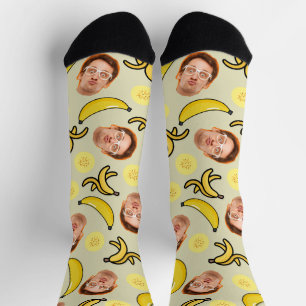 Fun & Funny Custome Yellow Banana Face Crew Sock