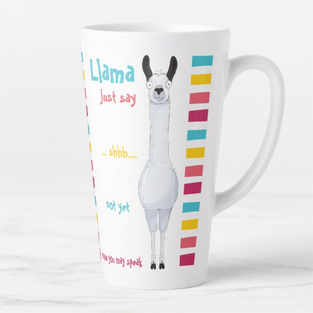 Fun Funny Cute "Llama Just Say" Striped Candy Latte Mug (Right)