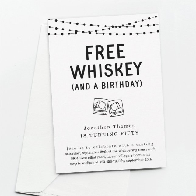 Fun Funny Free Whiskey Birthday Party Invitation (Creator Uploaded)