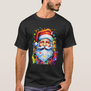 Fun Funny Funky Santa Claus Tie Dye Colourful Chri T-Shirt