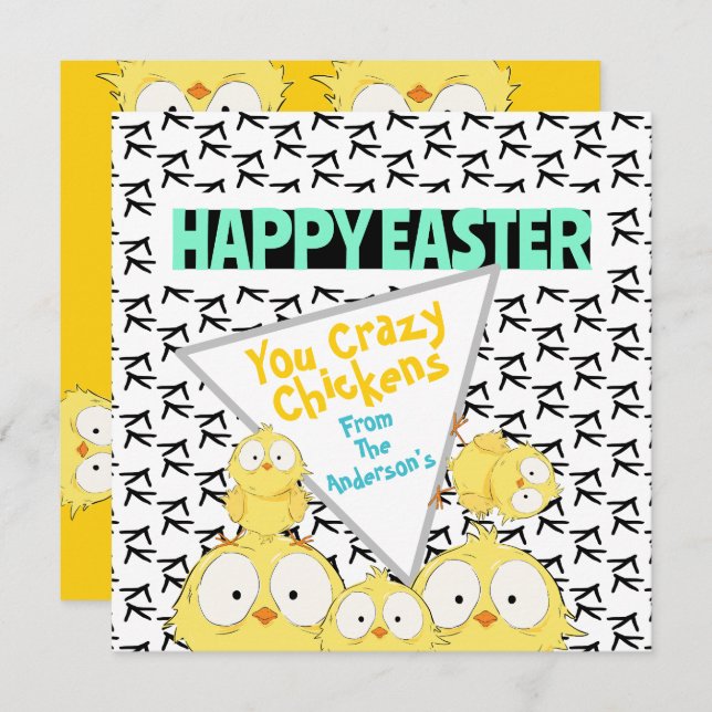 Fun Funny Happy Easter Your Crazy Chickens |  Holiday Card (Front/Back)