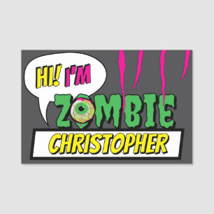 Fun Funny ‘Hi I’m Zombie Personalised’ Halloween  Name Tag
