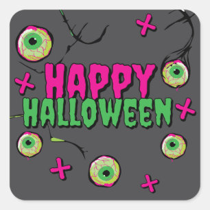 Fun Funny Scary Cute Happy Halloween Zombie Lovin’ Square Sticker