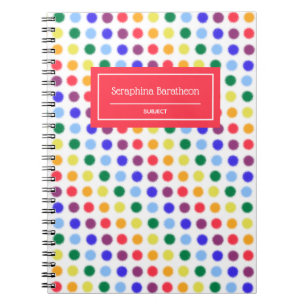 Fun Fuzzy Rainbow Dots Personalized Notebook