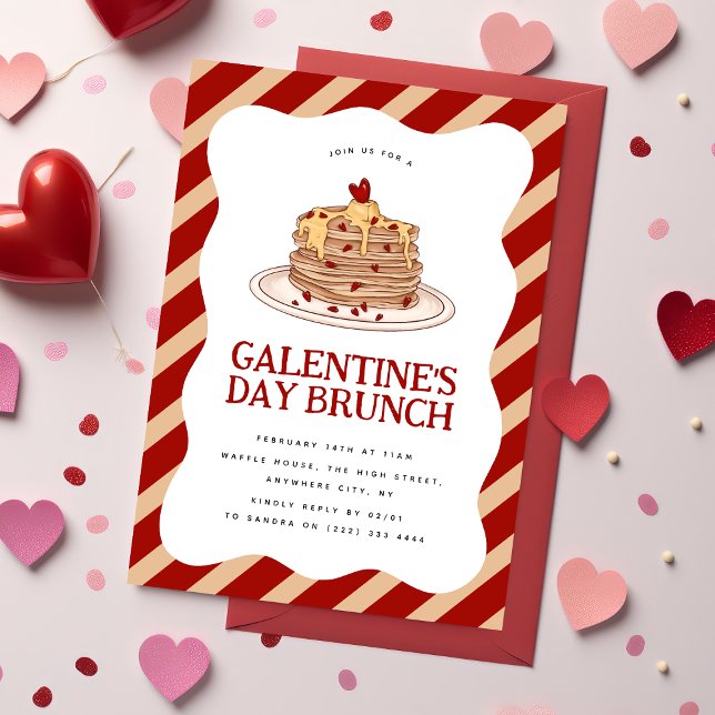 Fun Galentine's Brunch Pancake  Invitation (Creator Uploaded)