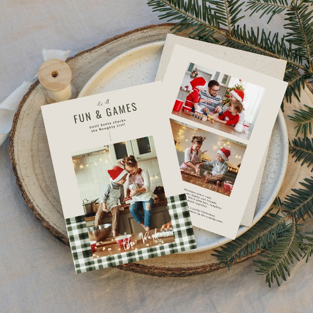 Fun & Games Christmas | Personalised 3 Photo  Holiday Card (Creator Uploaded)
