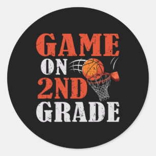 Fun Games On 2nd Grade Basketball Back To School F Classic Round Sticker