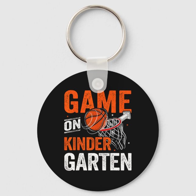 Fun Games On Kindergarten Basketball First Day Of  Key Ring (Front)