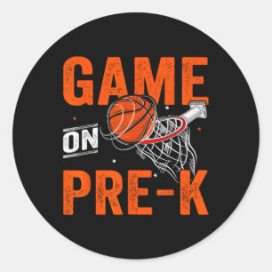 Fun Games On Pre-K Basketball First Day Of School Classic Round Sticker