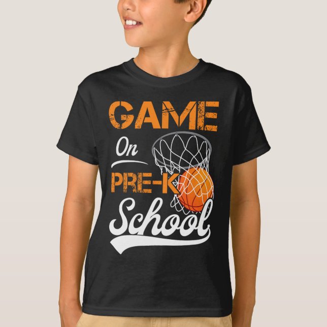 Fun Games On Pre-k Basketball First Day Of School  T-Shirt (Front)