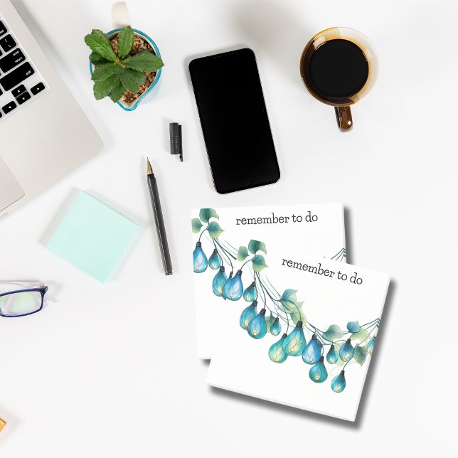 Fun Garden Fairy Lights | Blue Yellow Green Post-it Notes (Cute customizable fairy garden lights in blue, yellow and green post it notes. )