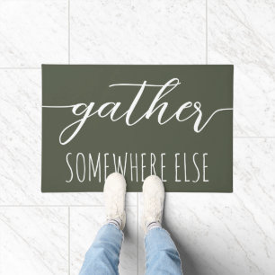 Fun Gather Somewhere Else Green Introvert  Doormat