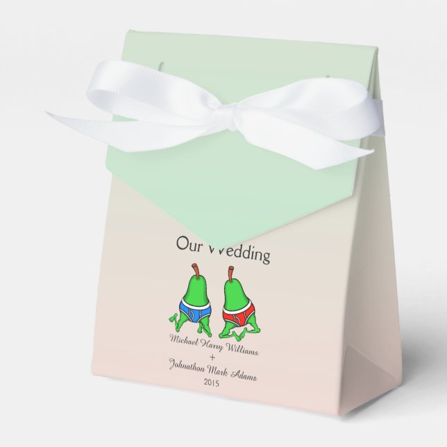 Fun Gay Pair or Pears Wedding Favour Box (Front Side)