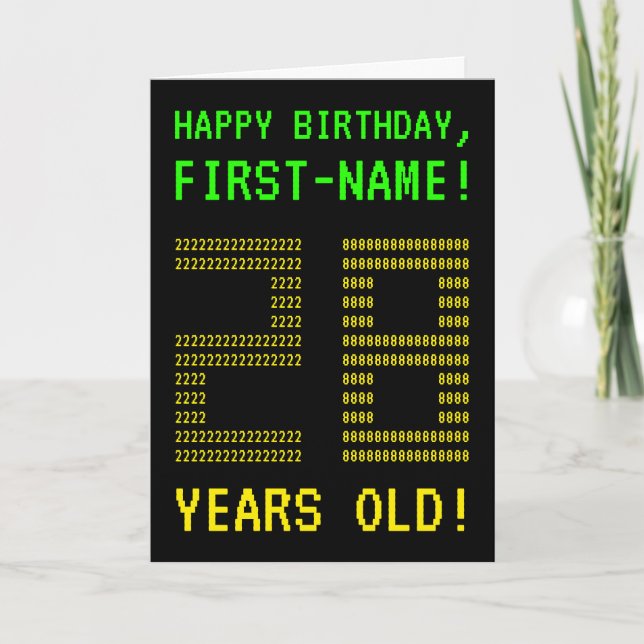 Fun, Geeky, Nerdy "28 YEARS OLD!" Birthday Card (Front)