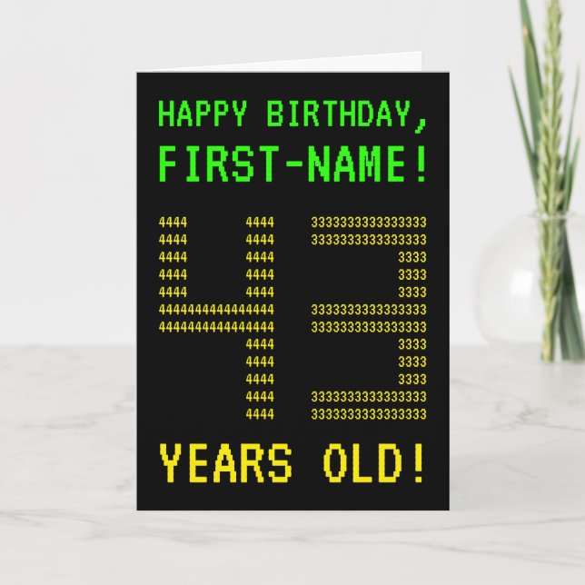 Fun, Geeky, Nerdy "43 YEARS OLD!" Birthday Card (Front)