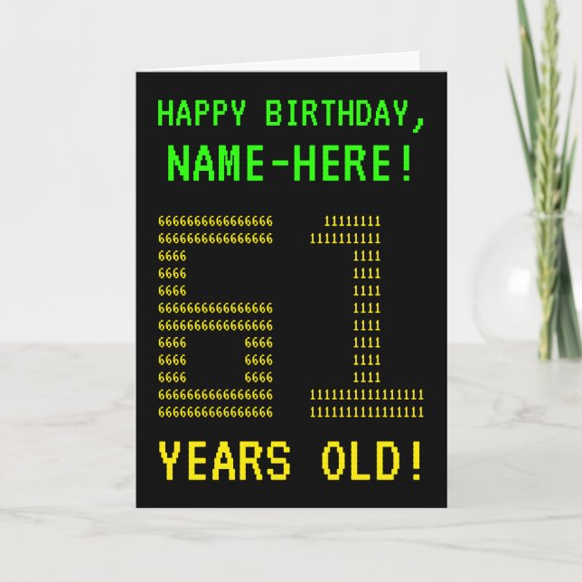 Fun, Geeky, Nerdy "61 YEARS OLD!" Birthday Card (Front)