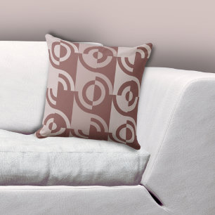 Fun Geometric Circular Fragments Brown Cushion
