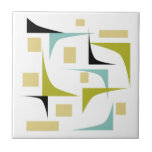 Fun Geometric Corners Mid Century Modern Ceramic Tile<br><div class="desc">Add a pop of colour to your tile work with this funky corners and rectangles mid-century modern ceramic tile. It features the fun colours of aqua blue,  avocado green,  yellow,  and black.</div>