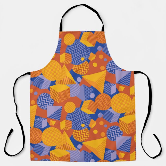 Fun Geometric Orange Violet Pattern Apron (Front)