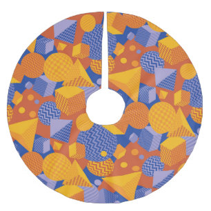 Fun Geometric Orange Violet Pattern Brushed Polyester Tree Skirt