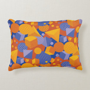 Fun Geometric Orange Violet Pattern Decorative Cushion