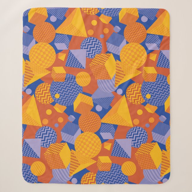 Fun Geometric Orange Violet Pattern Sherpa Blanket (Front)