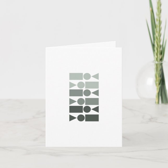 Fun Geometric Shapes Design in Grey Ombre Note Card (Front)