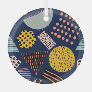 Fun Geometry: Abstract Multicolor Pattern Glass Tree Decoration