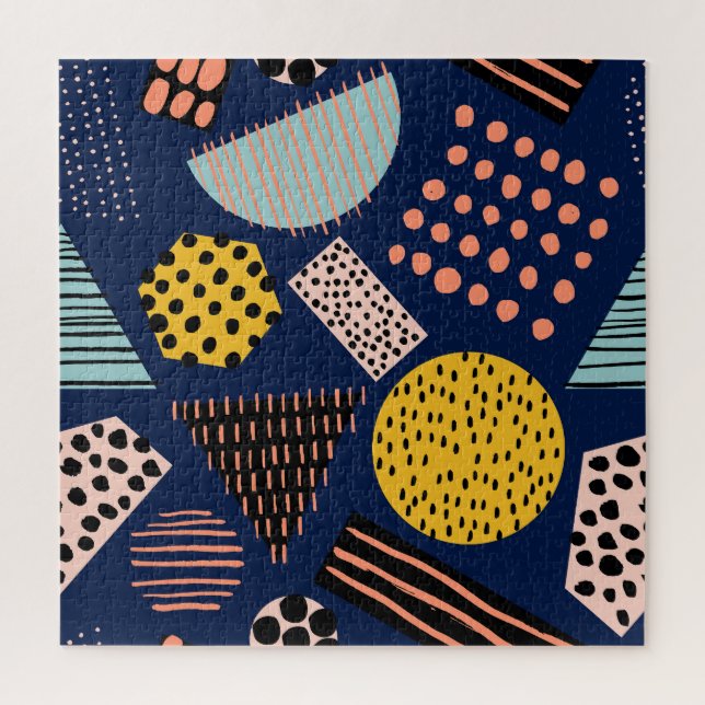 Fun Geometry: Abstract Multicolor Pattern Jigsaw Puzzle (Vertical)