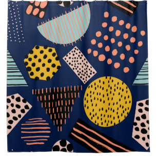 Fun Geometry: Abstract Multicolor Pattern Shower Curtain