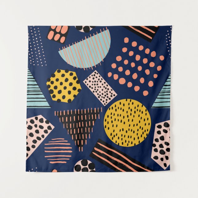 Fun Geometry: Abstract Multicolor Pattern Tapestry (Front)
