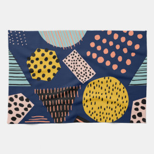 Fun Geometry: Abstract Multicolor Pattern Tea Towel