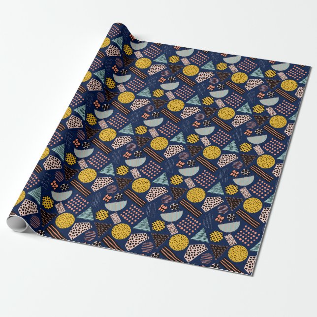 Fun Geometry: Abstract Multicolor Pattern Wrapping Paper (Unrolled)