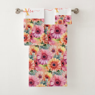 Fun Gerbera Daisies Floral Towel Set