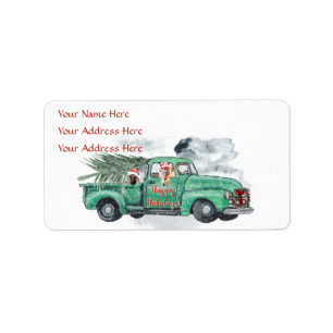 Fun German Shepherd in Truck Holiday Address Label