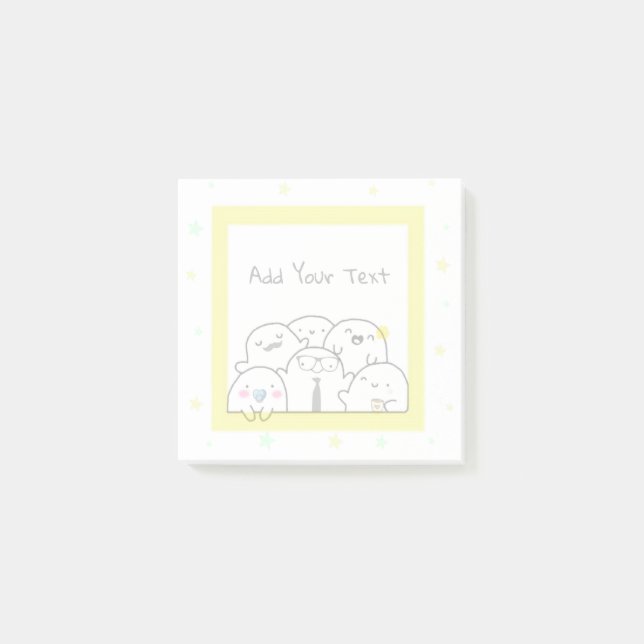 Fun Ghost Family Custom Girly Yellow Design Post-it Notes (Front)