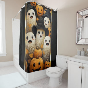 Fun Ghosts & Jack o Lantern Pumpkins Shower Curtain