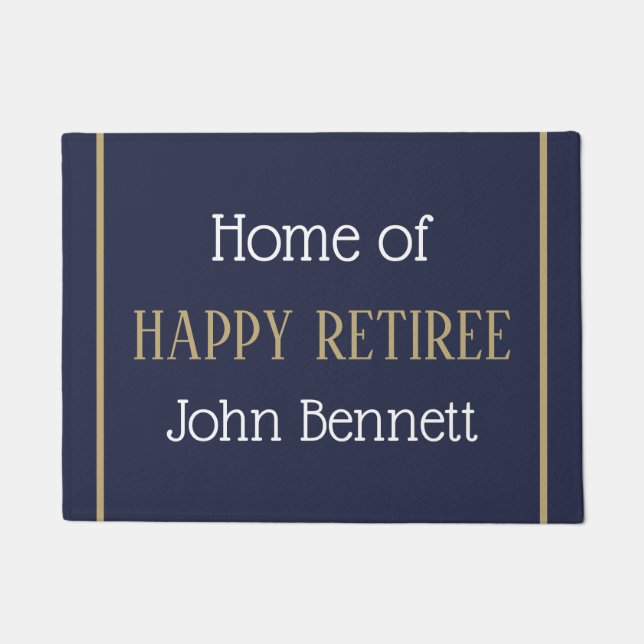 Fun gift! Custom Happy Retiree door mat (Front)