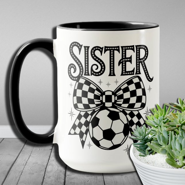 Fun Gift for Soccer Fans and Siblings Coquette Bow Mug (Creator Uploaded)