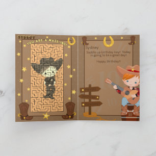 Fun Ginger Boys A-Maze-ing Cowboy Birthday Card