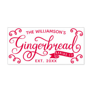 Fun Gingerbread Baking Co Personalized Family Name Self-inking Stamp