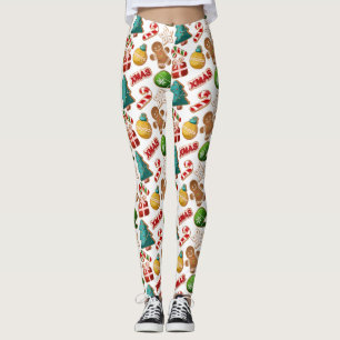 Fun Gingerbread Cookies Christmas Pattern Leggings